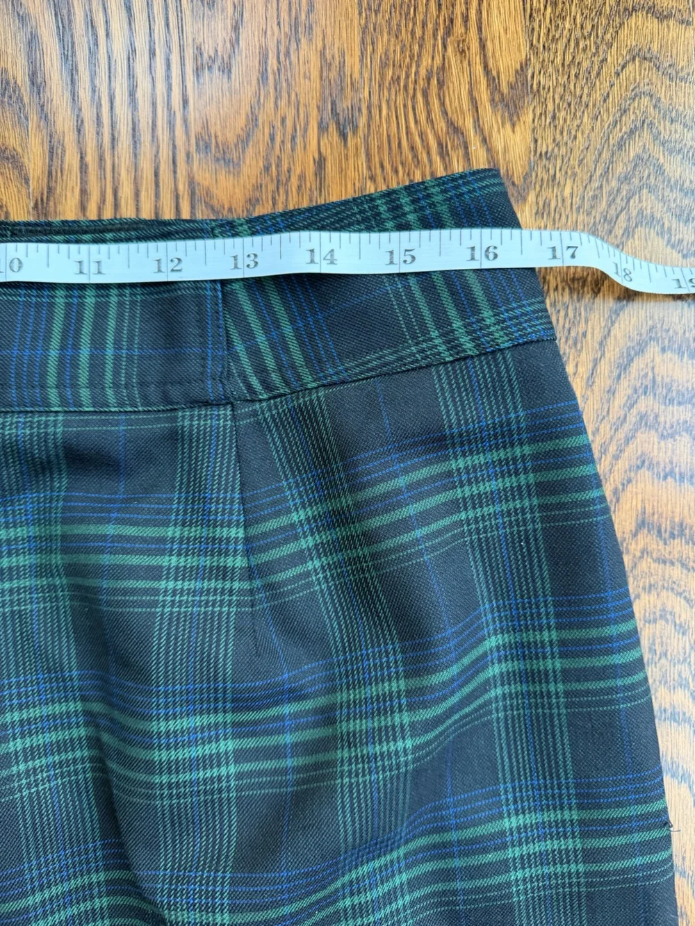 J. Crew Wool Blend Preppy Office Casual Green and Blue Plaid Skirt